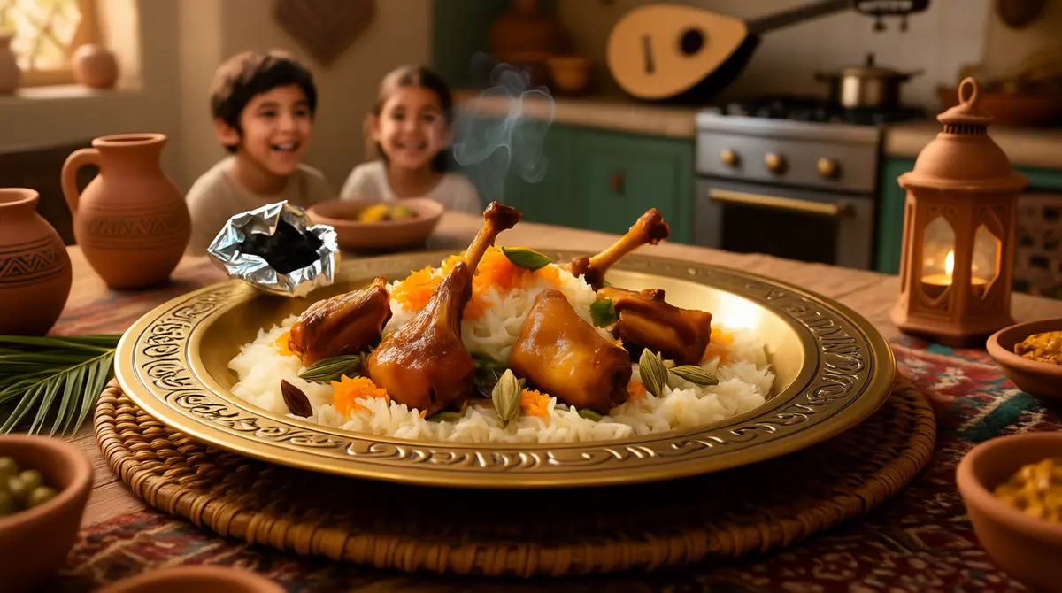 مندي اللحم بالفحم في البيت