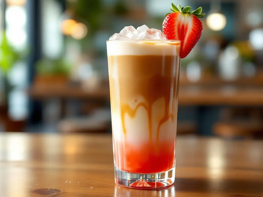 مشروب الفراولة بالسبانش لاتيه البارد