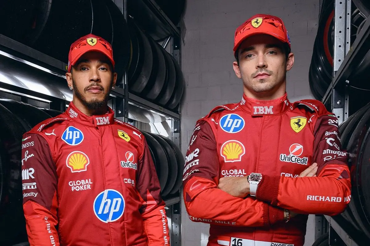 Lewis Hamilton and Charles Leclerc front Ferrari&rsquo;s Las Vegas GP merch - including &pound;540 sneakers