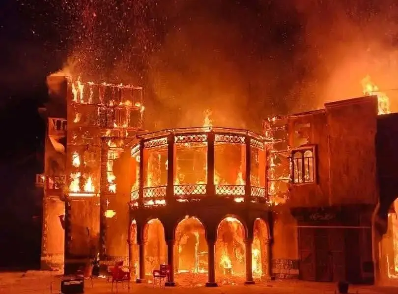 حريق يلتهم موقع تصوير مسلسل النويلاتي في ريف دمشق