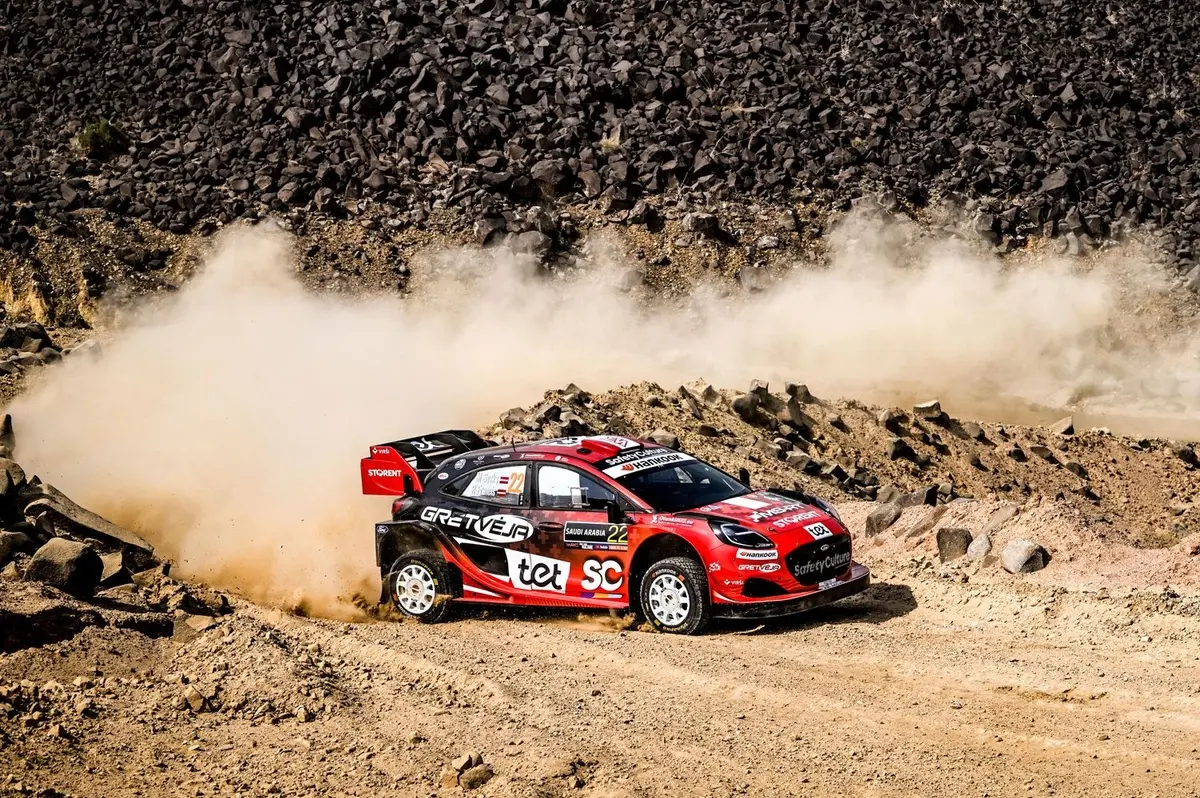 WRC Saudi Arabia: Martins Sesks takes lead, Kalle Rovanpera suffers puncture