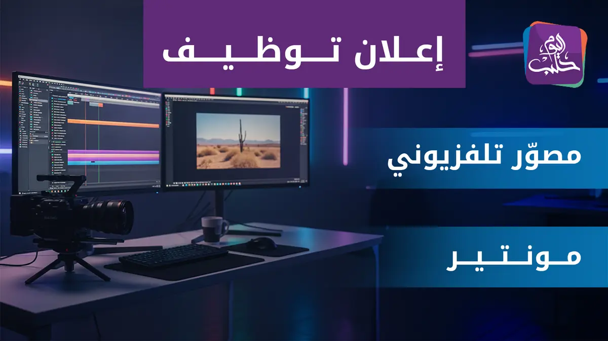 قناة حلب اليوم تعلن عن حاجتها للتعاقد مع مصوّر ومونتير للعمل ضمن فريقها في مدينة حلب.. التفاصيل في الرابط