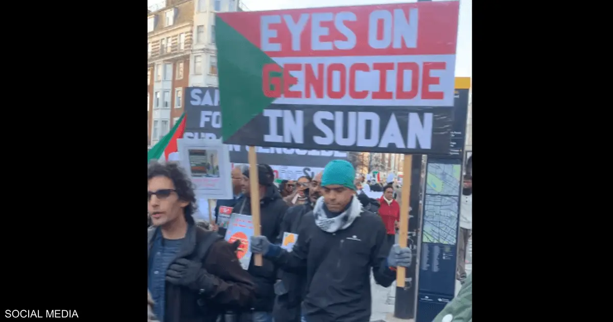 لندن.. تظاهرة سودانية أمام مقر الحكومة تدعو لوقف الحرب