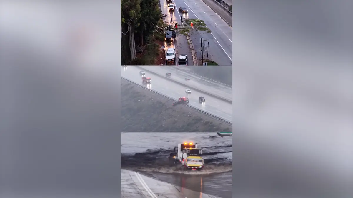 شاهد كيف تضرب عاصفة نادرة ولاية كاليفورنيا الأمريكية