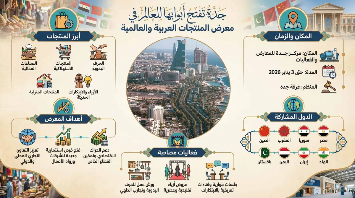 جدة تفتح أبوابها للعالم في معرض المنتجات العربية والعالمية (إنفوجراف)