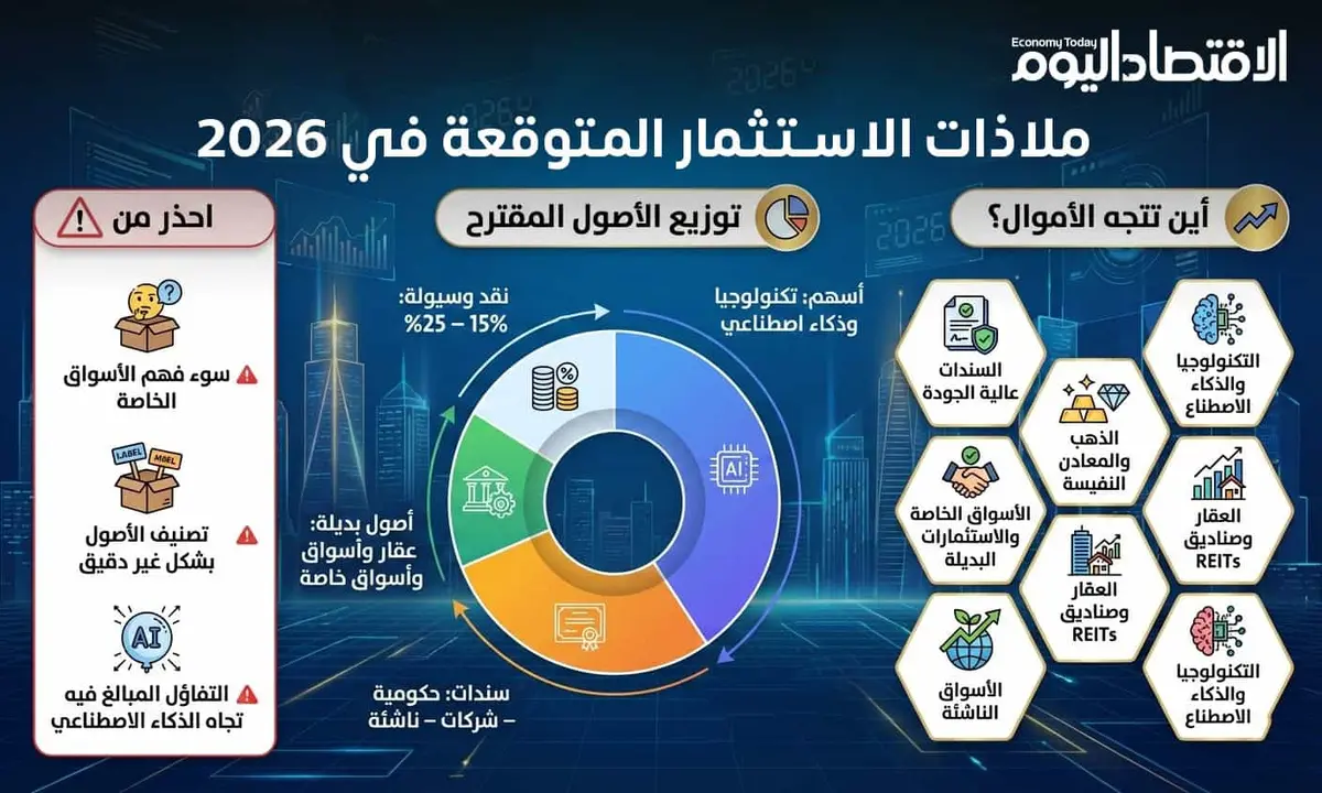 ماهي ملاذات الاستثمار المتوقعة في 2026؟ (إنفوجراف)