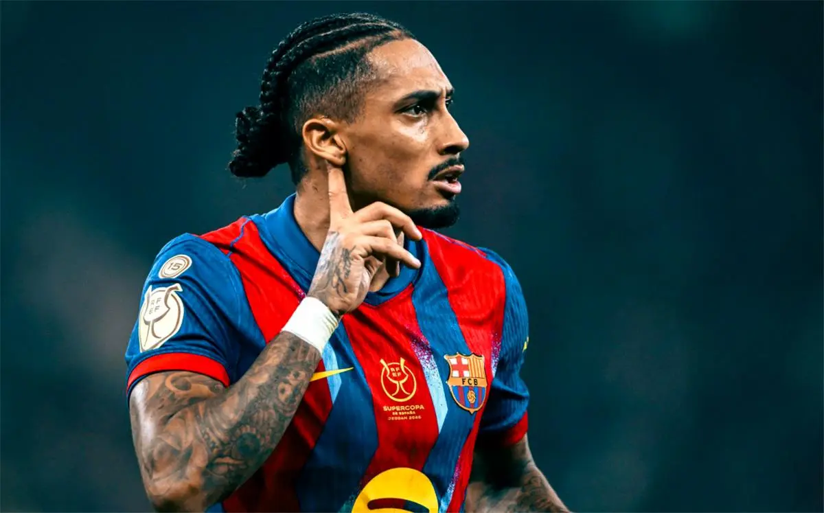رافينها يسجل هدف برشلونة الأول أمام ريال مدريد