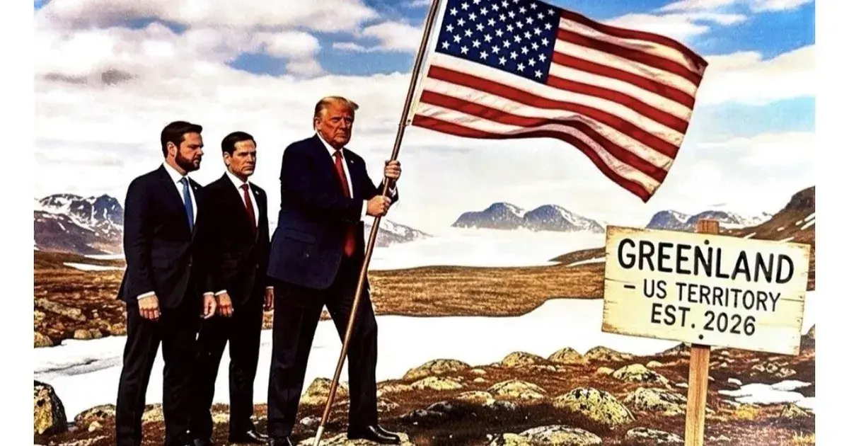 صورة بالذكاء الاصطناعي.. ترمب يضع العلم في جرينلاند: أرض أميركية