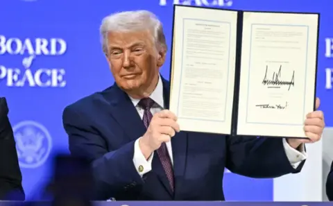 مجلس السلام: ترامب يوقع على الميثاق التأسيسي لـ"مجلس السلام" في دافوس - BBC News عربي