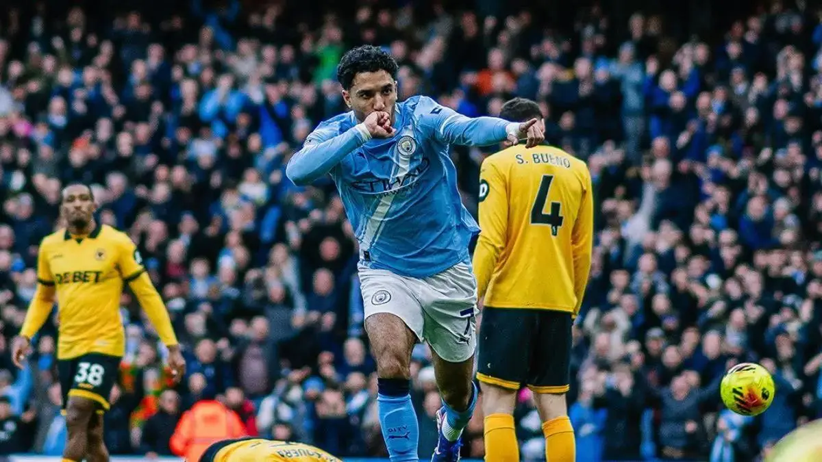 ردة فعل هالاند بعد هدف مرموش في مباراة مانشستر سيتي وولفرهامبتون