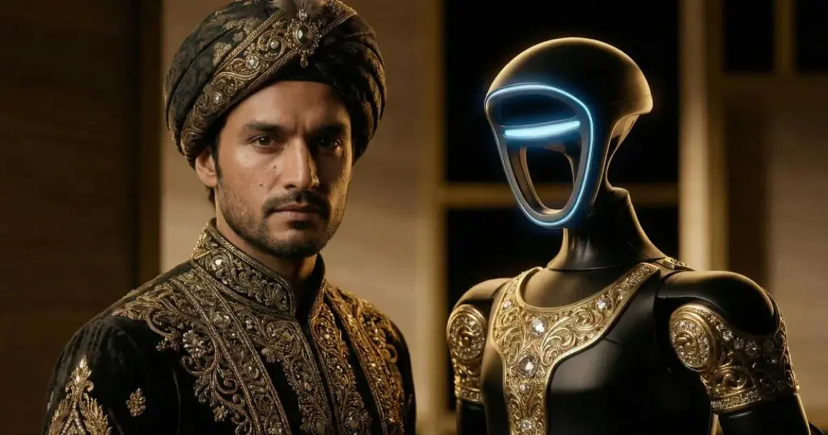 روبوت ذكي مكسو بالذهب مستوحى من التراث العربي