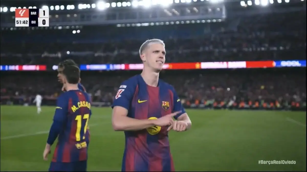 أولمو يسجل هدف برشلونة الأول أمام ريال أوفييدو.. ورافينها يسجل الثاني