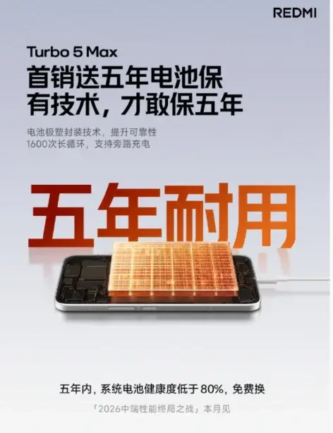 لي جون يضمن بطارية Redmi Turbo 5 Max لخمس سنوات مع استبدال مجاني
