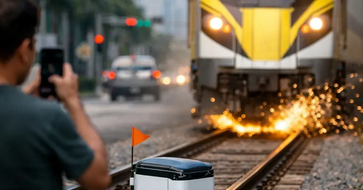 الولايات المتحدة.. قطار يدهس روبوت توصيل ذاتي القيادة توقف على القضبان