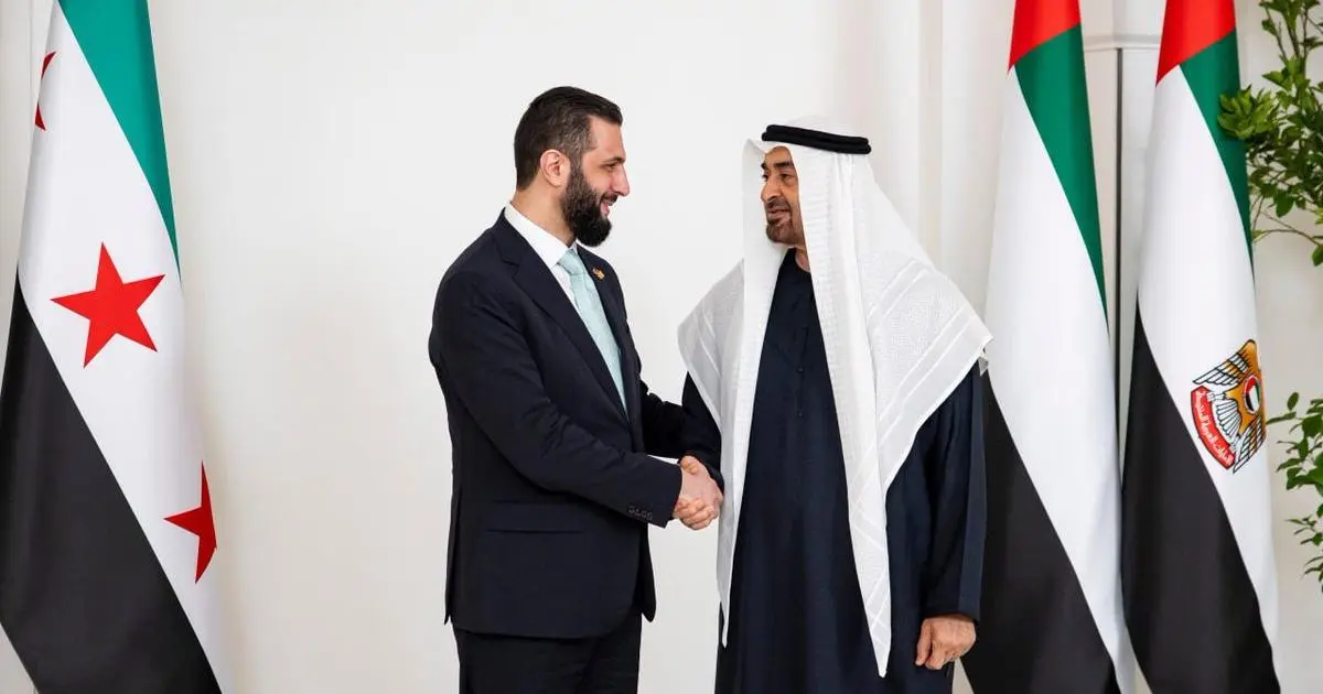 بن زايد والشرع يبحثان تعزيز الاستثمار في سوريا