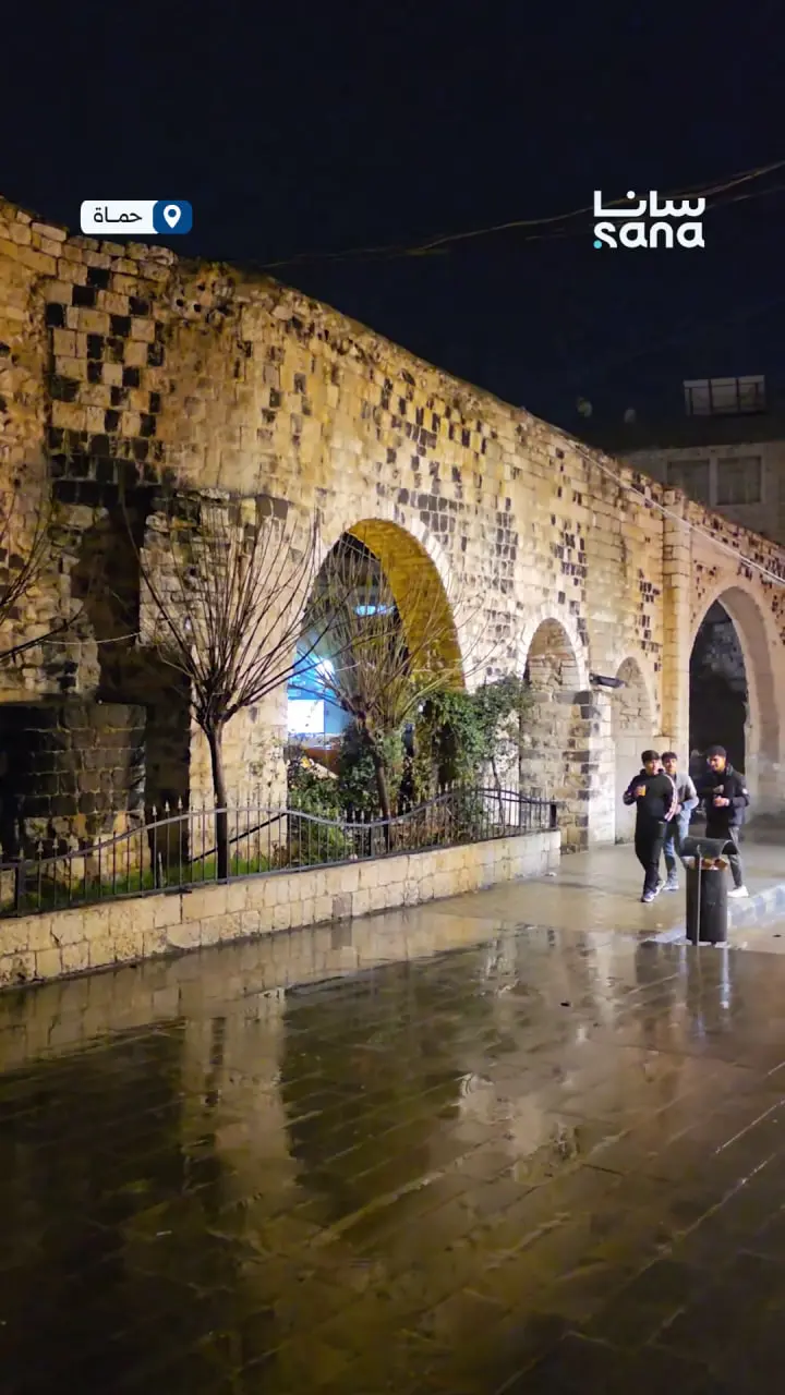 مشاهد ليلية لهطول الأمطار في مدينة حماة