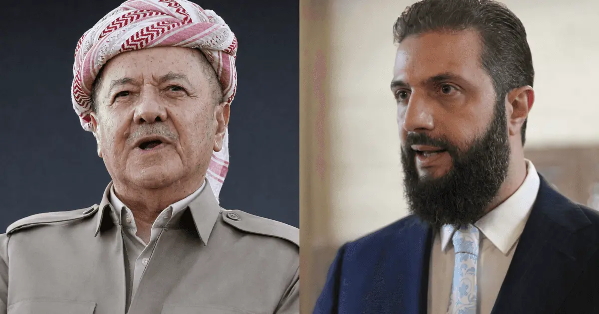 اتصال بين الشرع وبارزاني بشأن التطورات في سوريا