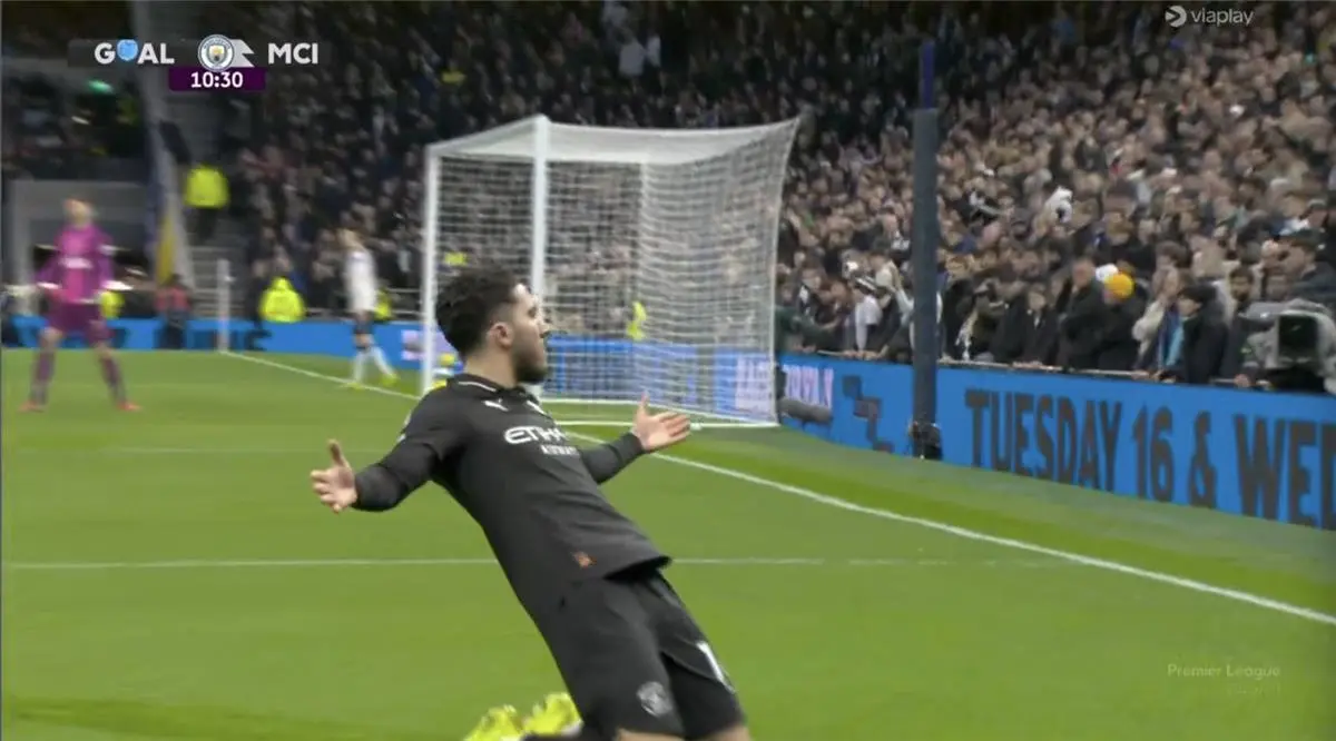 ريان شرقي يسجل هدف مانشستر سيتي الأول أمام توتنهام