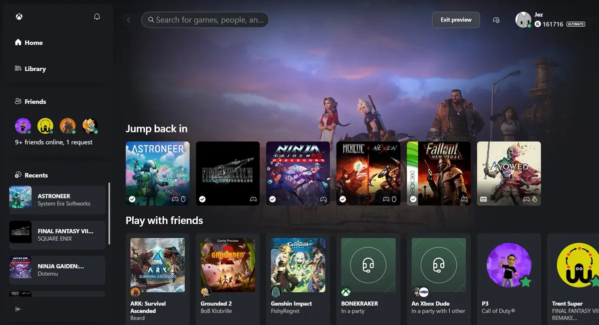 تحديث Xbox Cloud Gaming: دمج تصميم PC والكونسول في واجهة جديدة