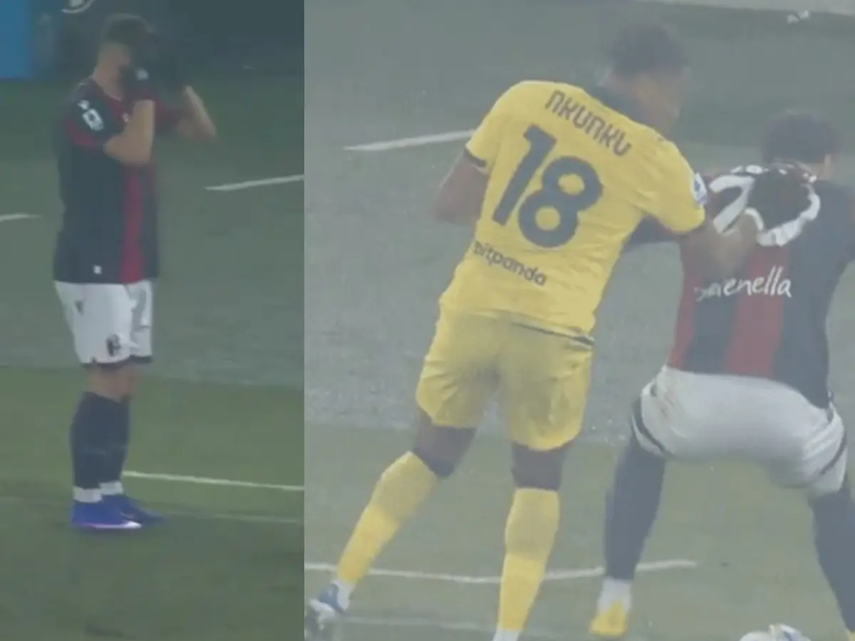 رد فعل غير متوقع لمدافع بولونيا بعد تعرض زميله لمراوغة "مهينة" من مهاجم ميلان