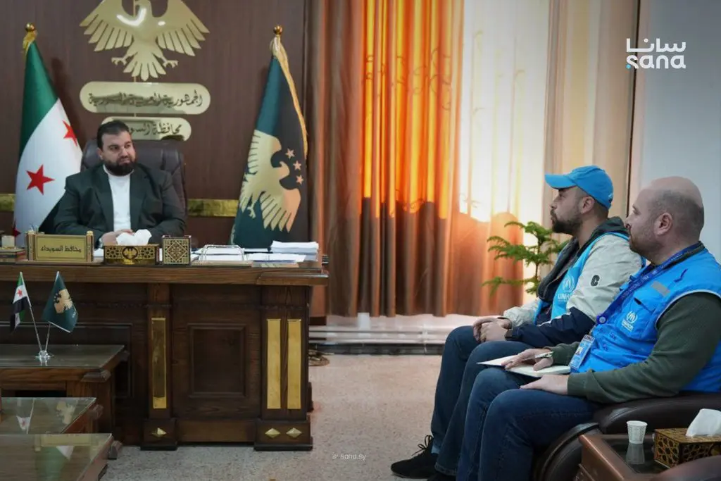 محافظ السويداء يبحث مع ممثلي مفوضية شؤون اللاجئين تنفيذ مشاريع تنموية حيوية