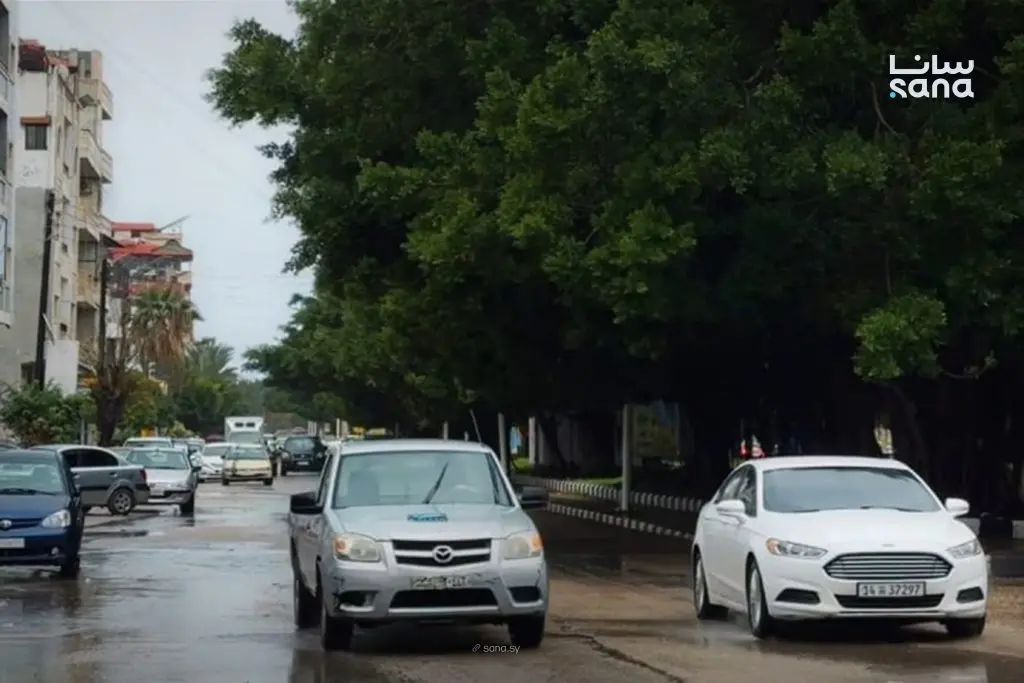 مشاهد لأجواء المطر في مدينة طرطوس اليوم