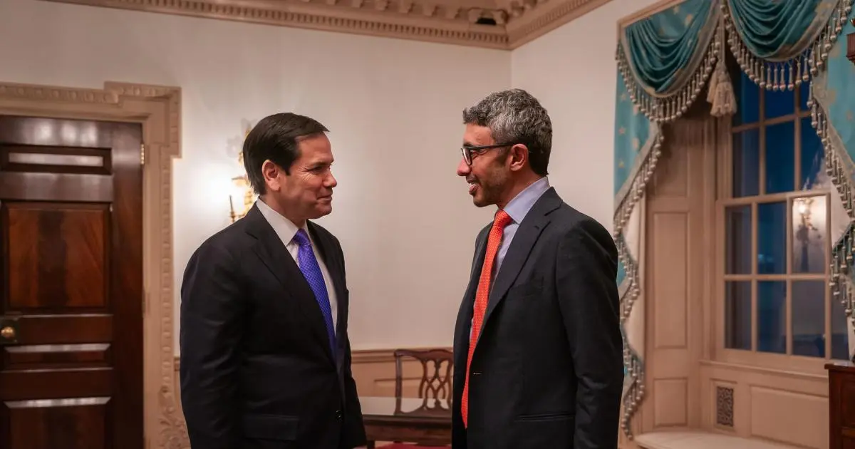 عبد الله بن زايد يبحث مع روبيو الشراكة والأزمات الإقليمية