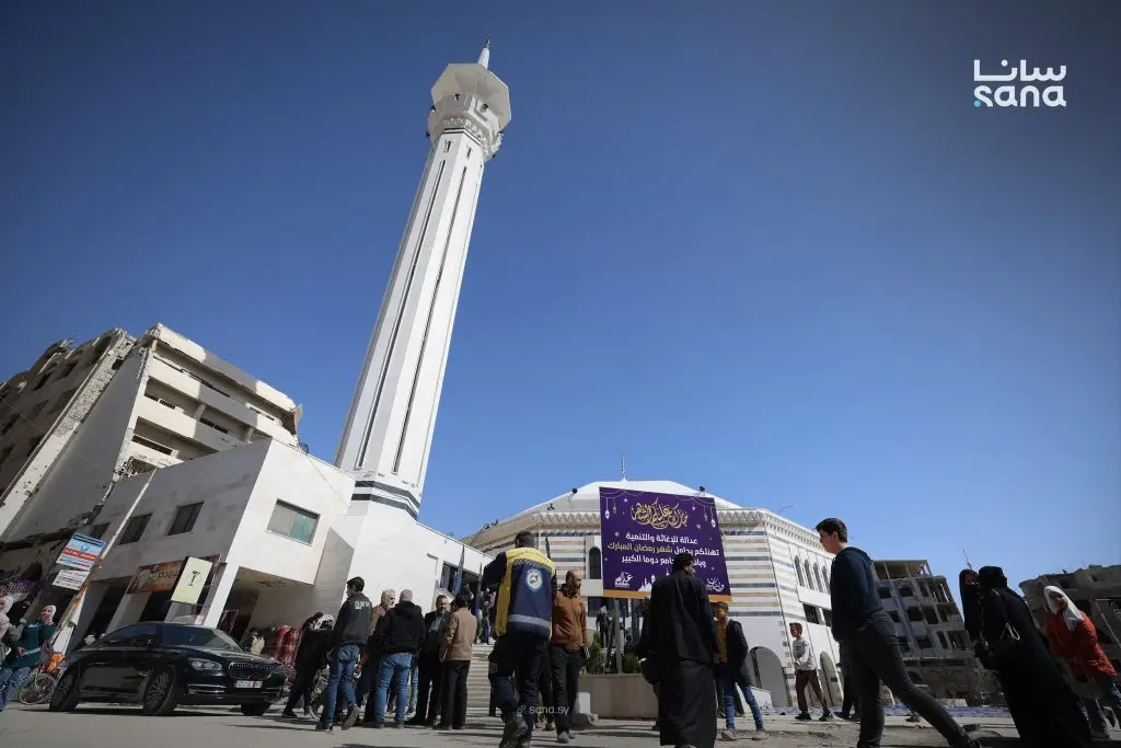 افتتاح جامع دوما الكبير بريف دمشق بعد ترميمه وتأهيله