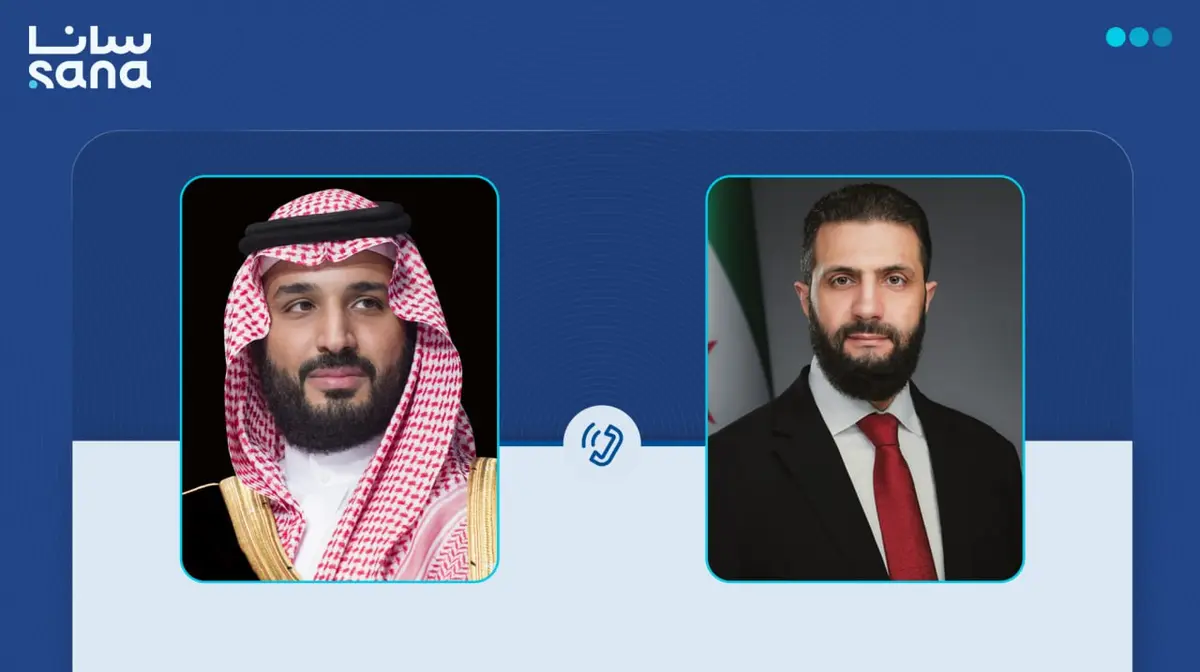 الرئيس الشرع يؤكد خلال اتصال هاتفي مع ولي العهد السعودي وقوف سوريا إلى جانب المملكة