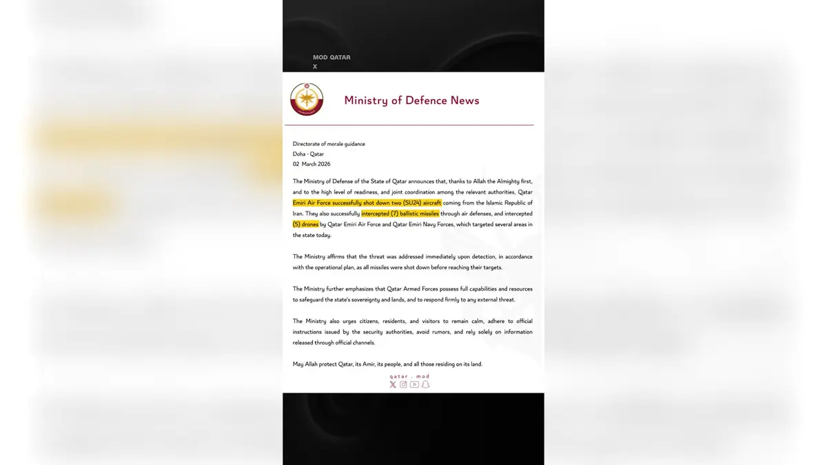 قطر تسقط طائرتين ومسيرات إيرانية وتعترض صواريخ.. إليكم التفاصيل