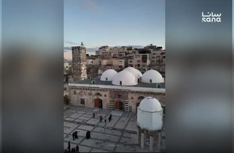 أذان المغرب في الجامع الأعلى الكبير بمدينة حماة