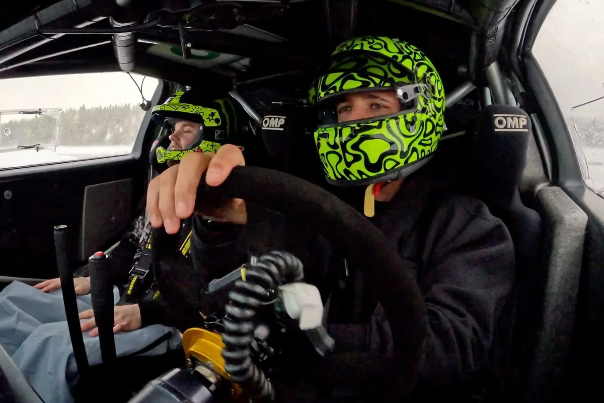 Lando Norris samples Toyota rally car alongside Oliver Solberg