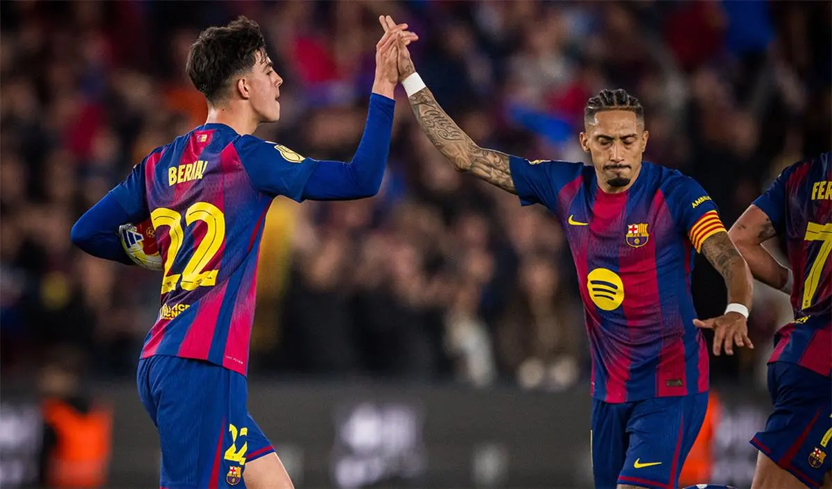 رافينها يسجل هدف برشلونة الثاني أمام أتلتيكو مدريد