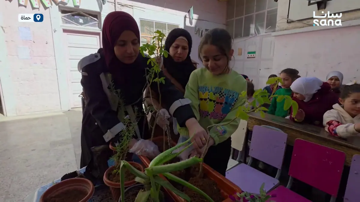 يوم بيئي ونشاطات زراعية لطلاب مدرسة جويرية بنت الحارث في حماة