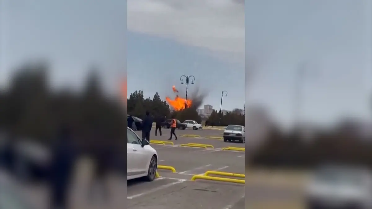 لحظة انفجار طائرة مسيرة بمطار في أذربيجان