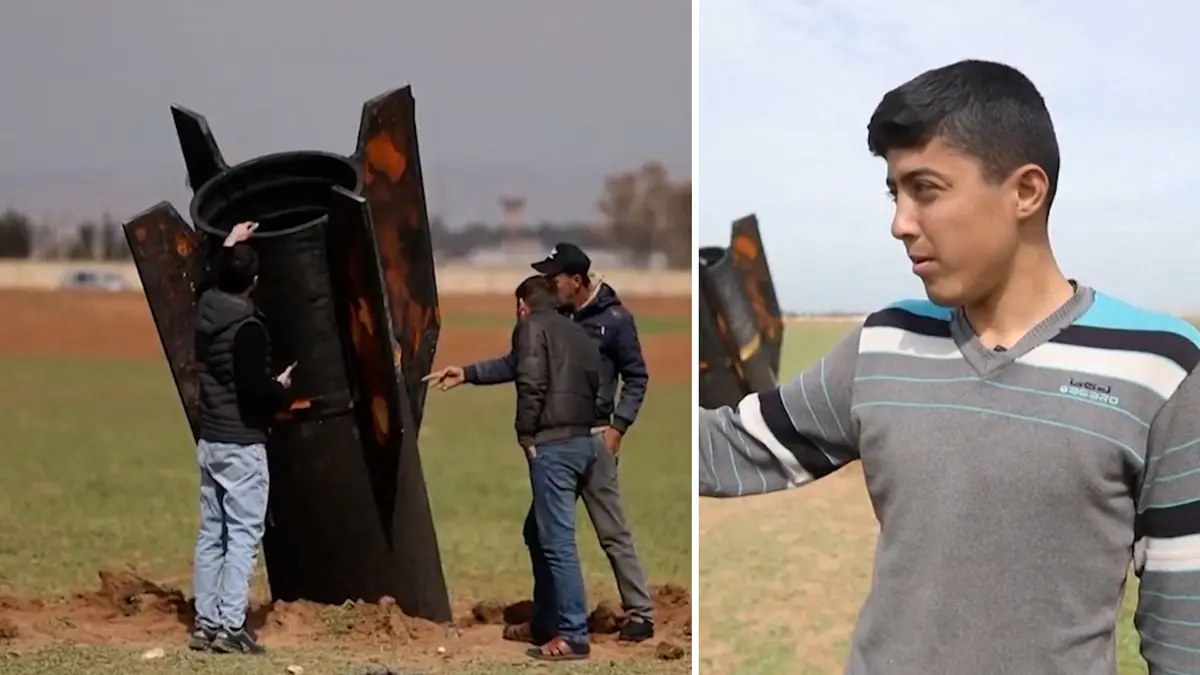 فيديو يظهر سقوط صاروخ تم اعتراضه قرب مدينة القامشلي في سوريا