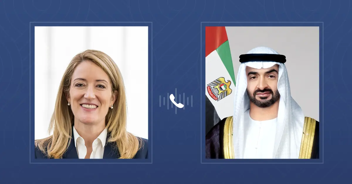 رئيس الإمارات يبحث مع رئيسة البرلمان الأوروبي التصعيد في المنطقة