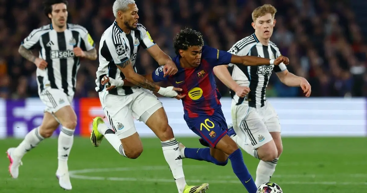 يامال يمنح برشلونة التقدم على نيوكاسل في شوط أول مثير