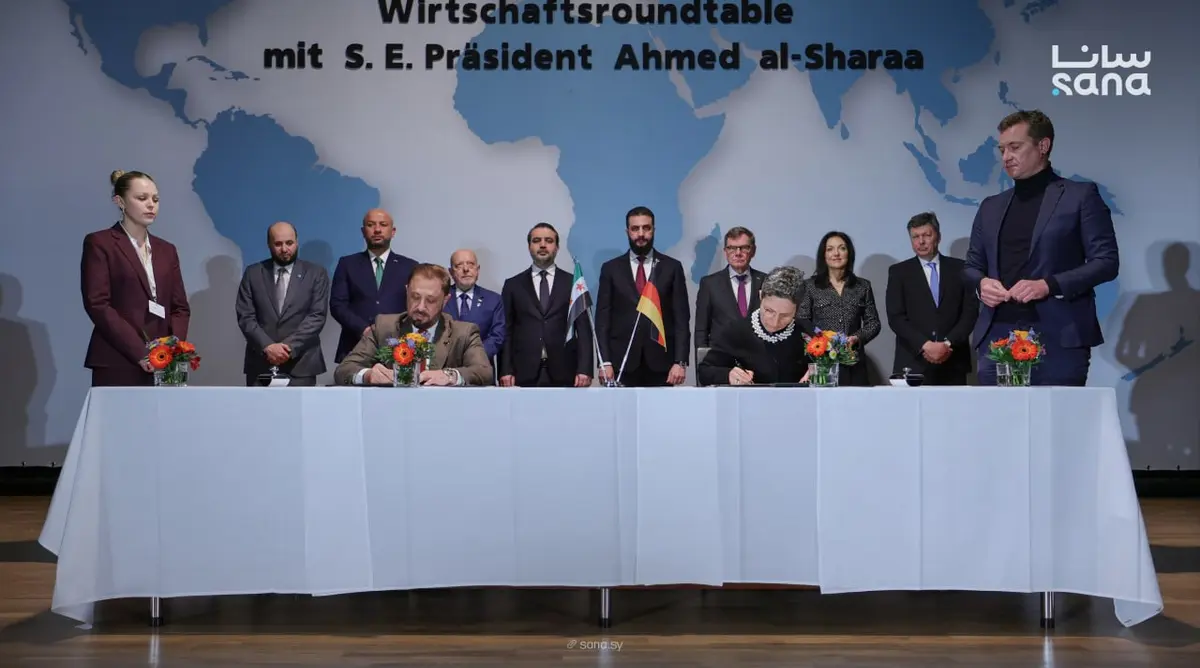 بحضور الرئيس الشرع.. سوريا توقع اتفاقية تعاون في مجال النقل الجوي مع ألمانيا